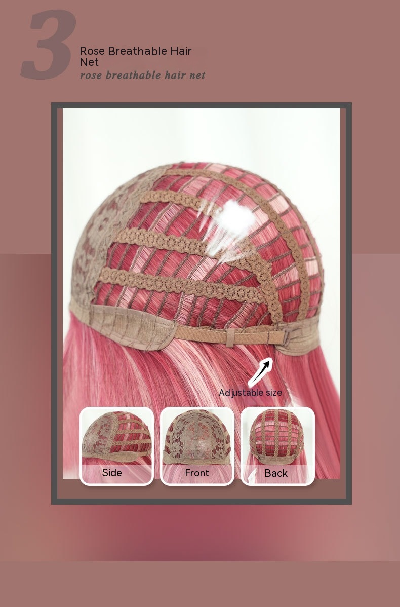 A synthetic wig featuring straight hair with pink highlights, perfect for the Lolita aesthetic