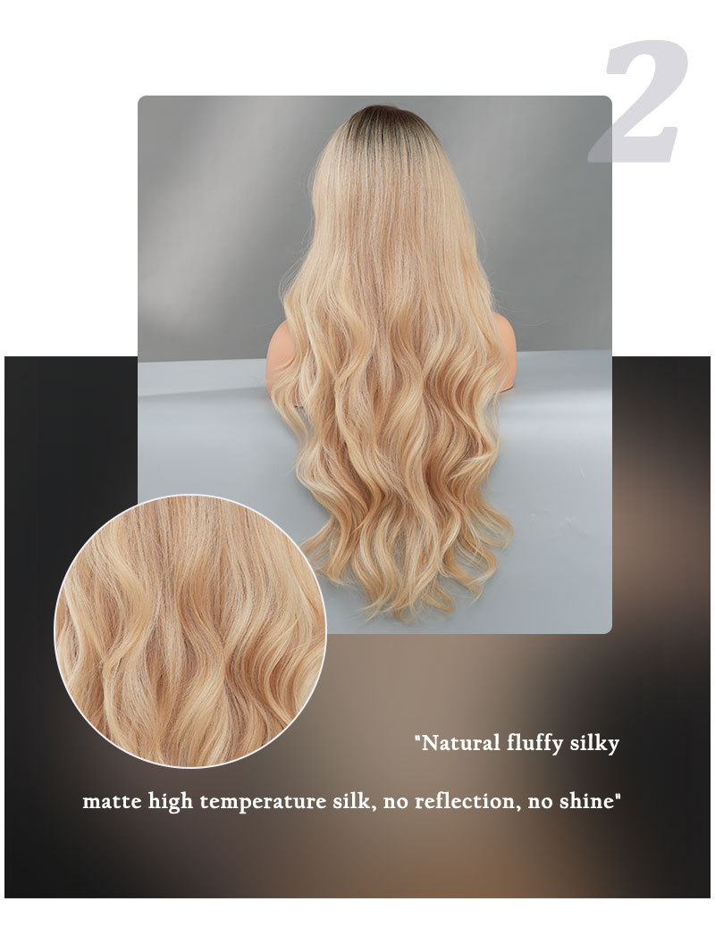 A chic synthetic wig for women, designed with golden-brown highlighted fibers and a petite T lace front for a fashionable look