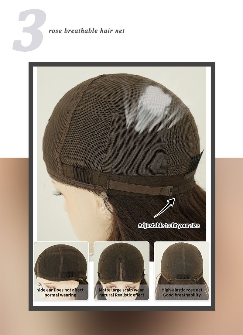 A trendy synthetic wig showcasing black brown big waves and a small lace front for a modern look.