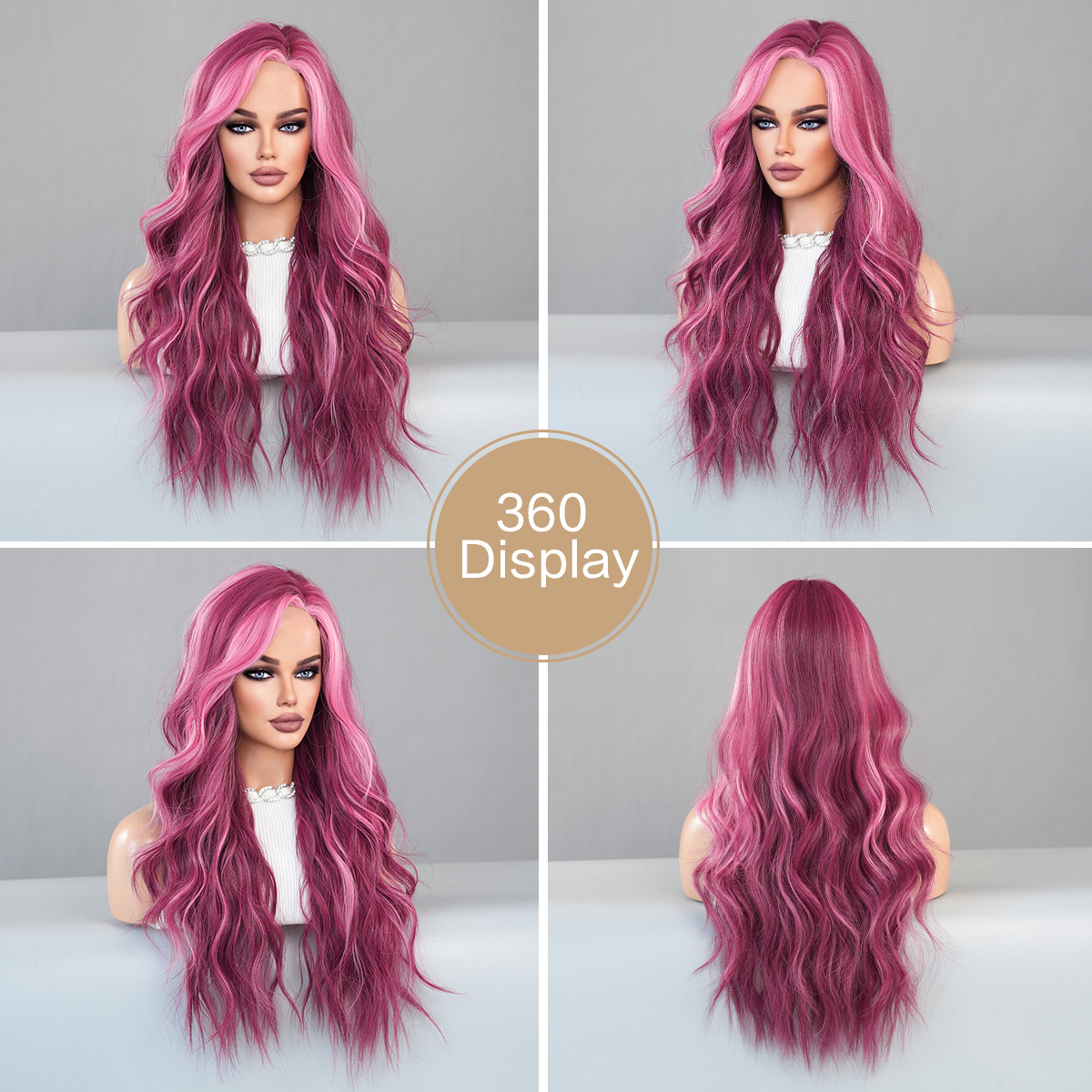 Stylish synthetic wig with small lace, featuring starry sky purple highlights and long wavy curly hair