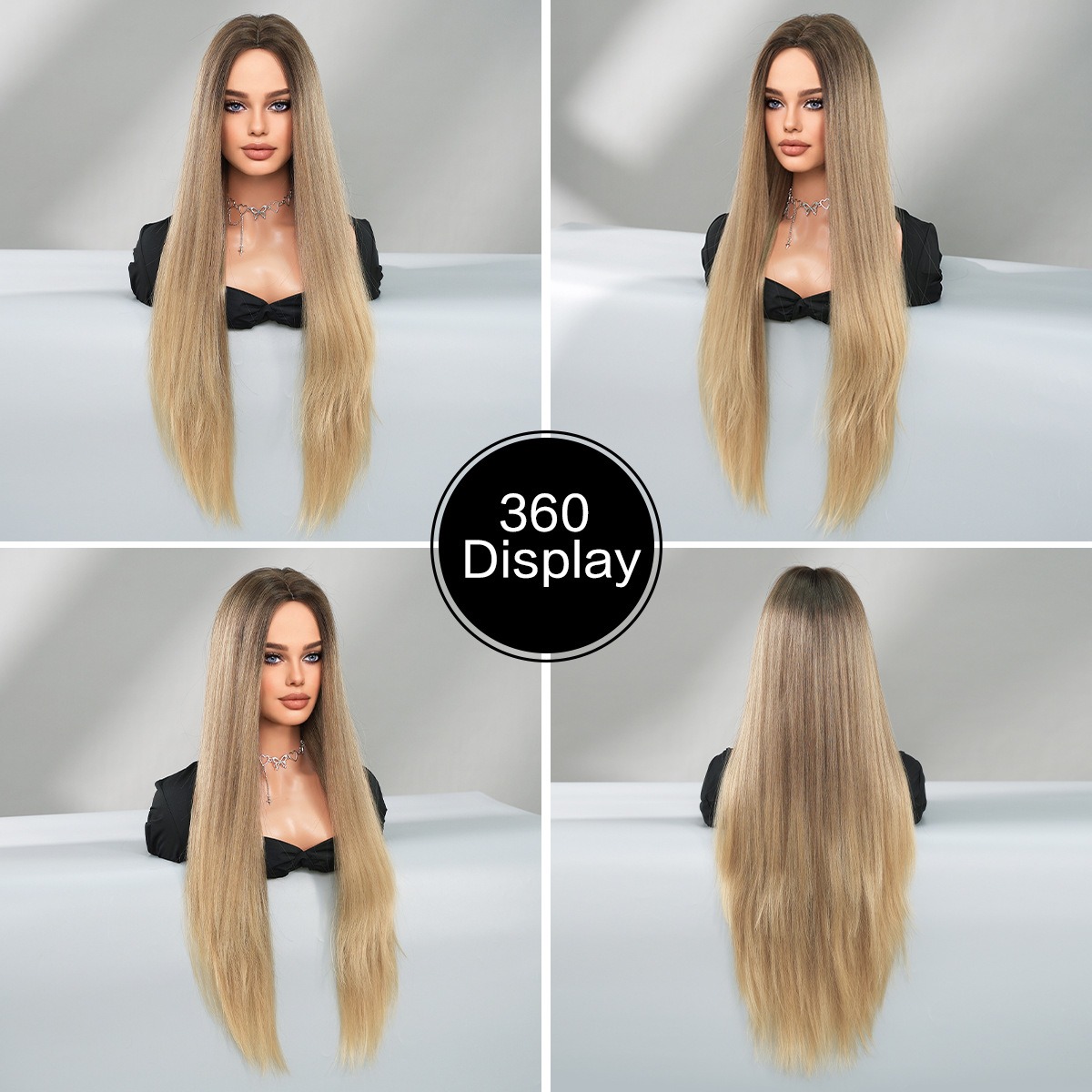 Synthetic Wig with Natural Golden Gradient, Beautiful and Long