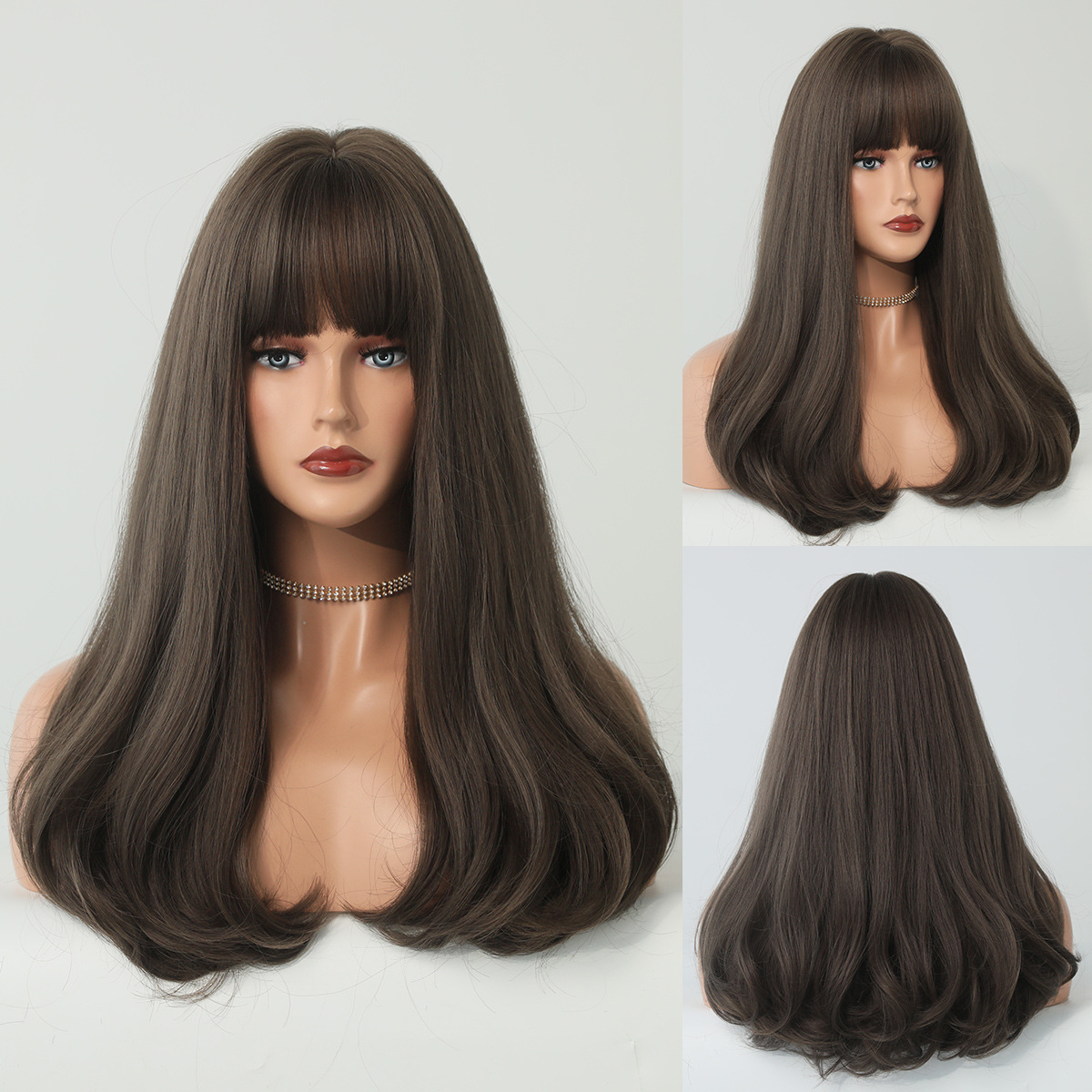 A fashionable wig set for women featuring a ready-to-go platinum blonde long curly wig, perfect for various occasions including Christmas