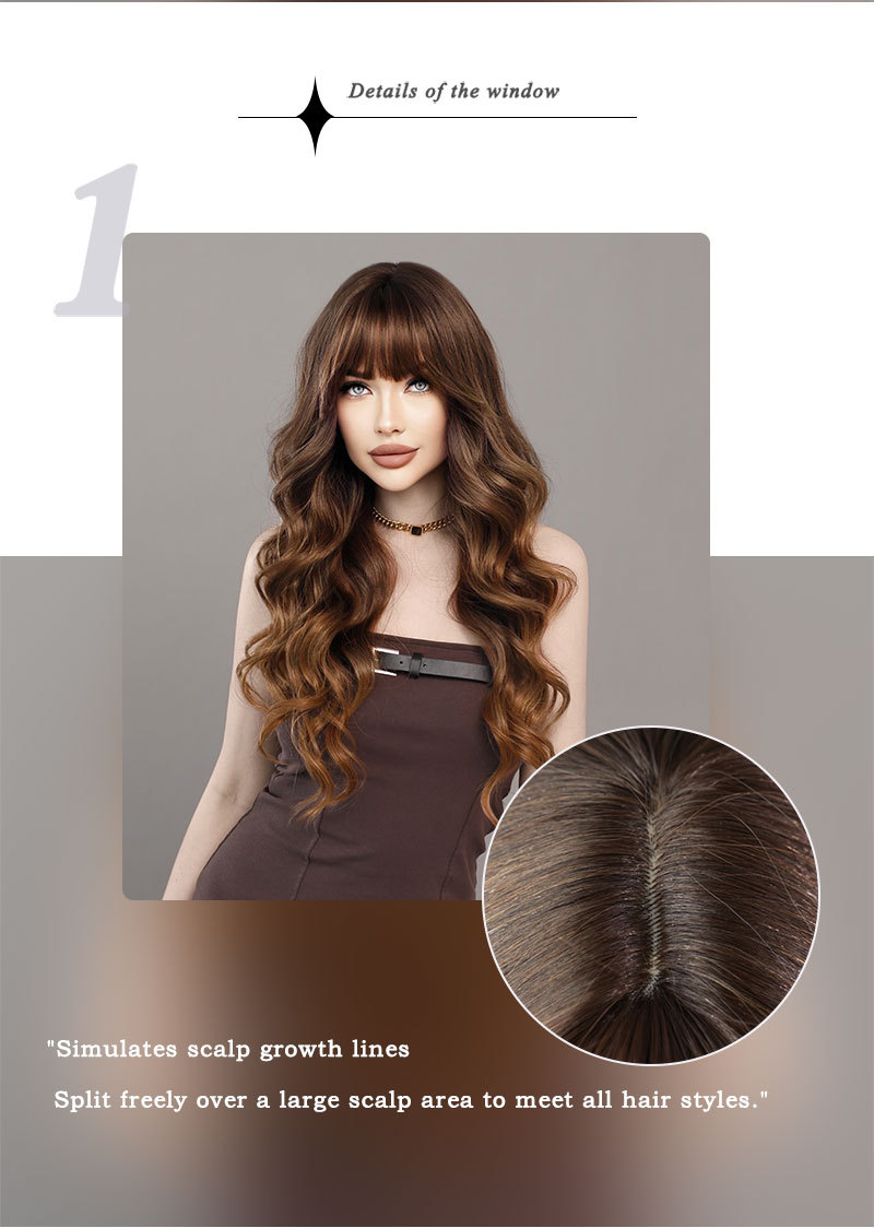 Enhance your look with vibrant waves in this large wavy synthetic wig, featuring multicolored highlights for a dynamic style