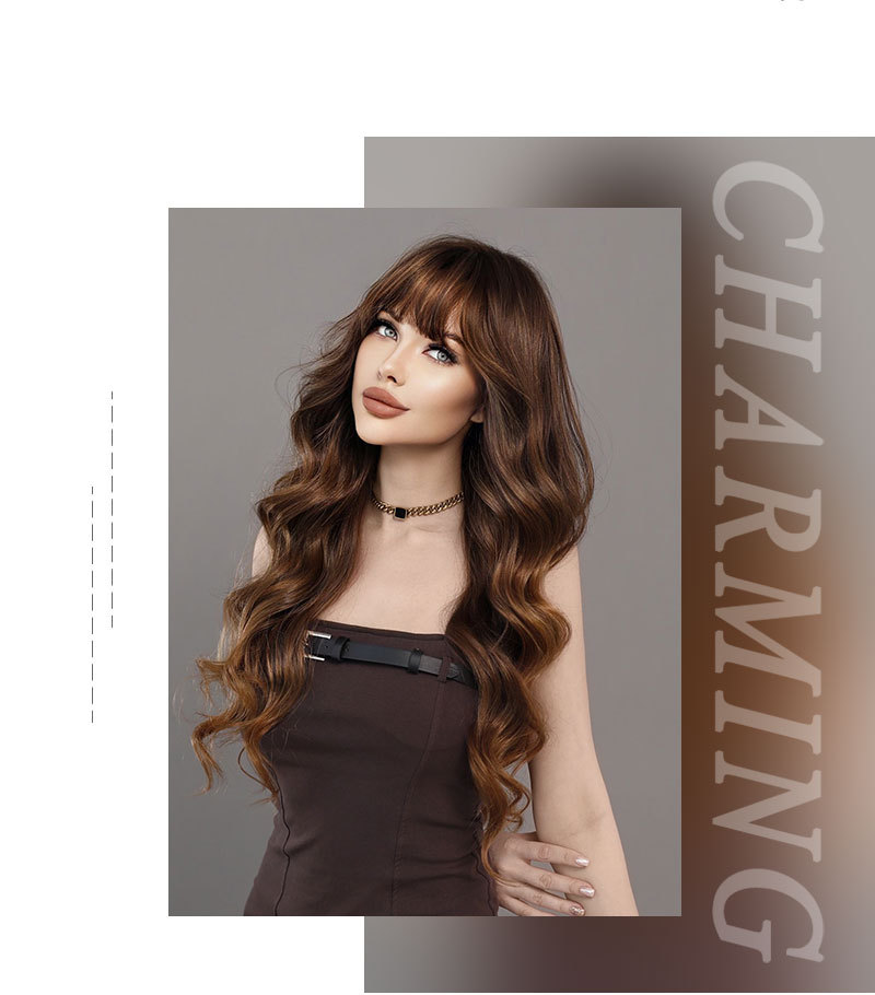 Achieve dynamic waves and a glamorous look with this synthetic wig, featuring striking multicolored highlights for added flair