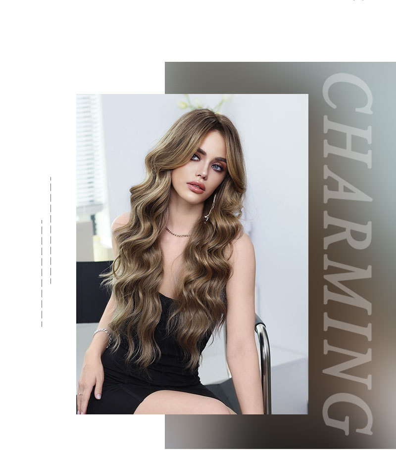 Achieve stunning waves and a glamorous look with this synthetic wig, featuring dark brown highlights for added allure
