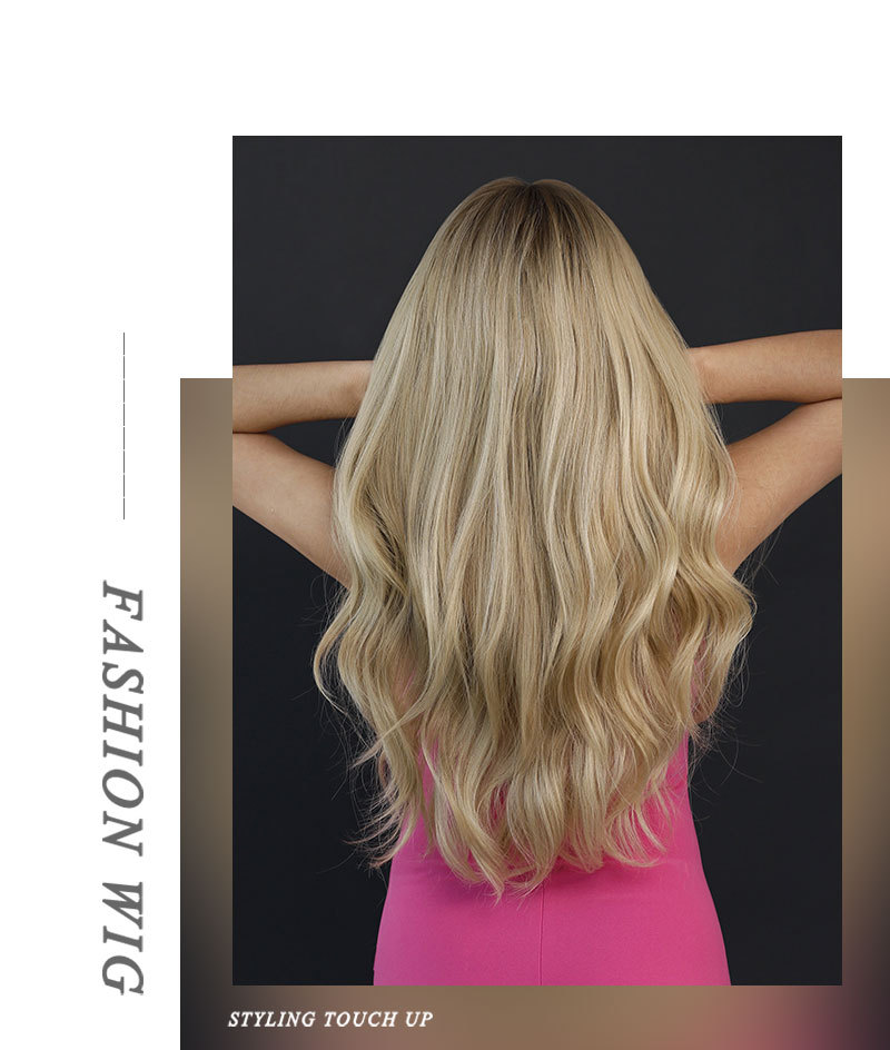 Trendy synthetic wig by Yinraohair in blonde, featuring long curly hair, ready to go