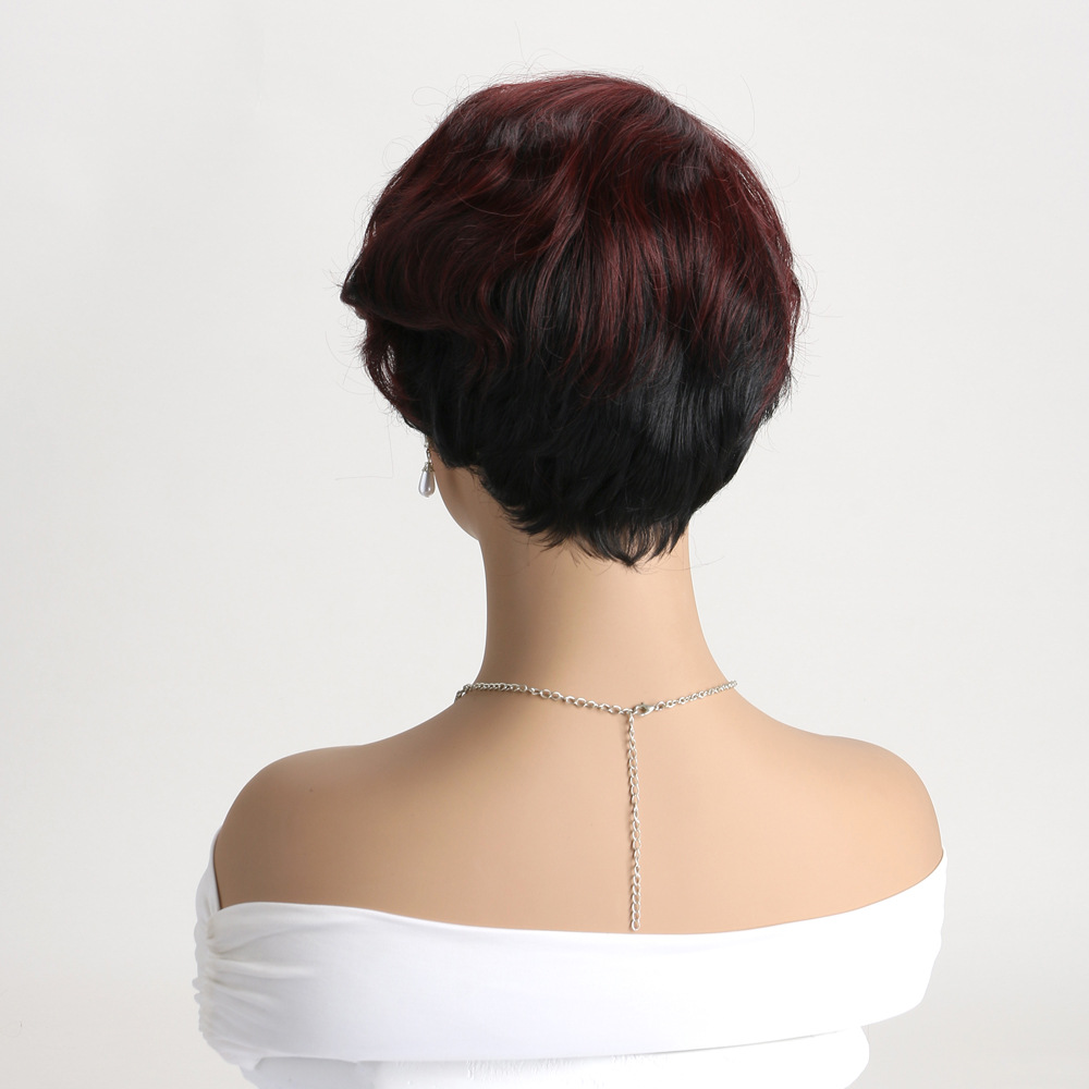 A chic synthetic wig for women, styled with vintage-inspired short curls in a variety of colors