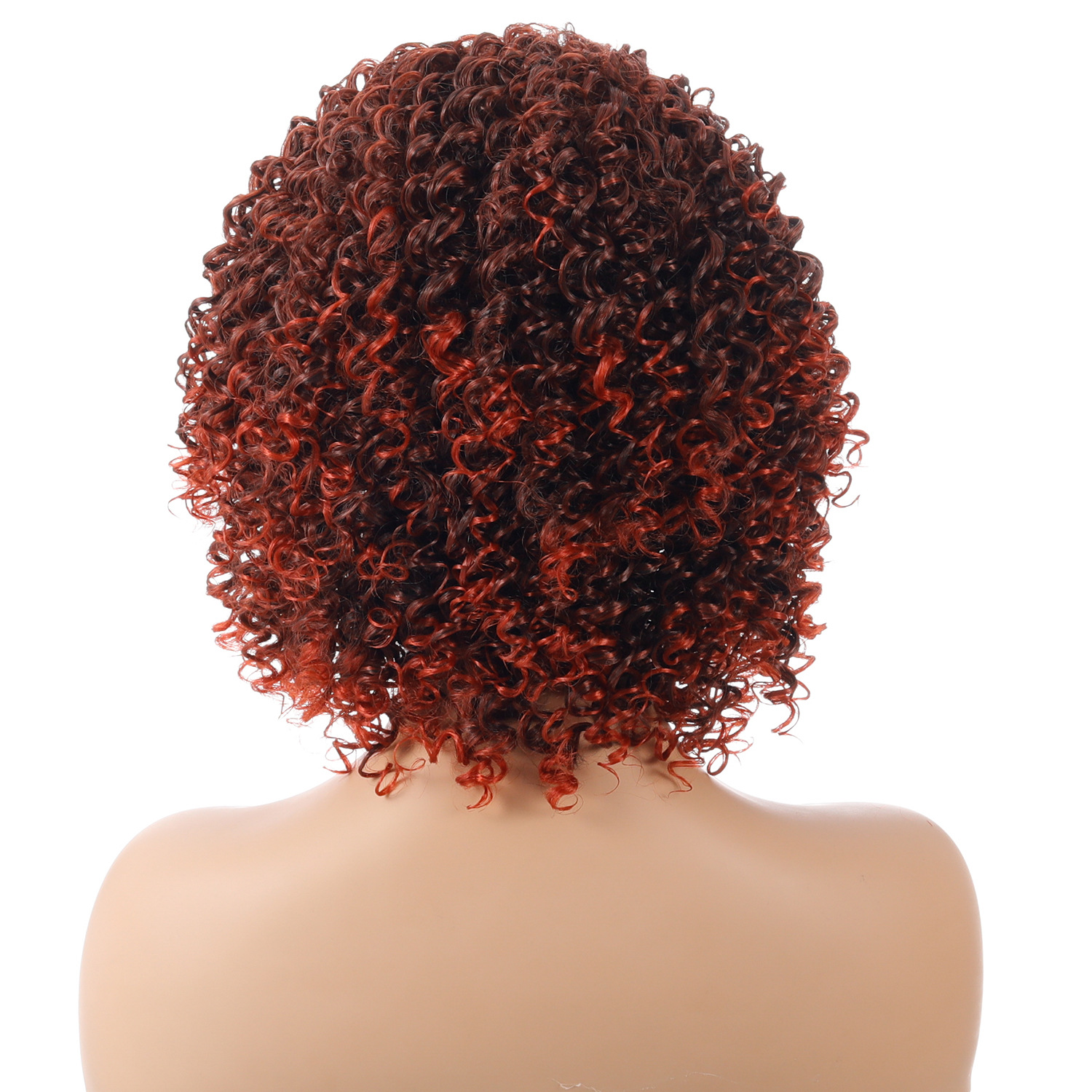 A wig with small, curly hair strands in vibrant, multicolored hues