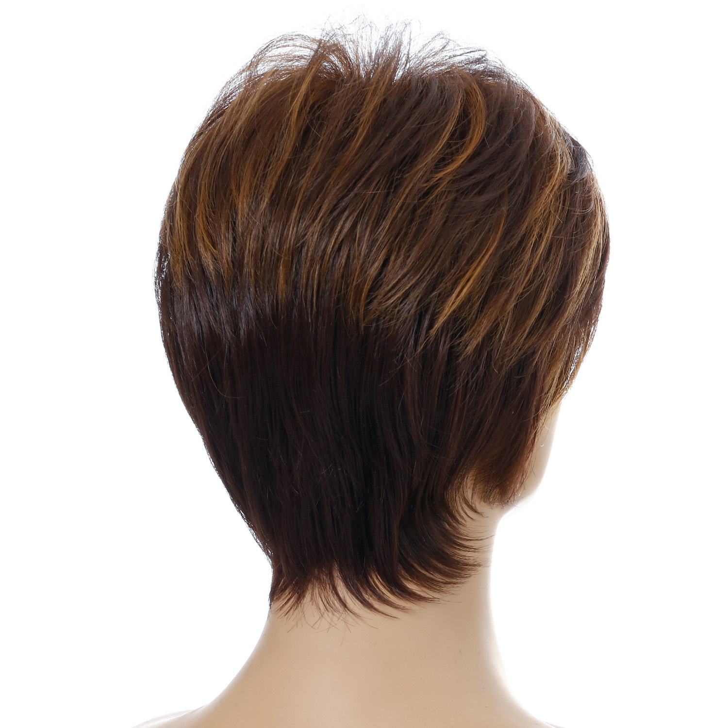 A set of synthetic wigs for women featuring light brown short curly hair, styled in a small curly fashion